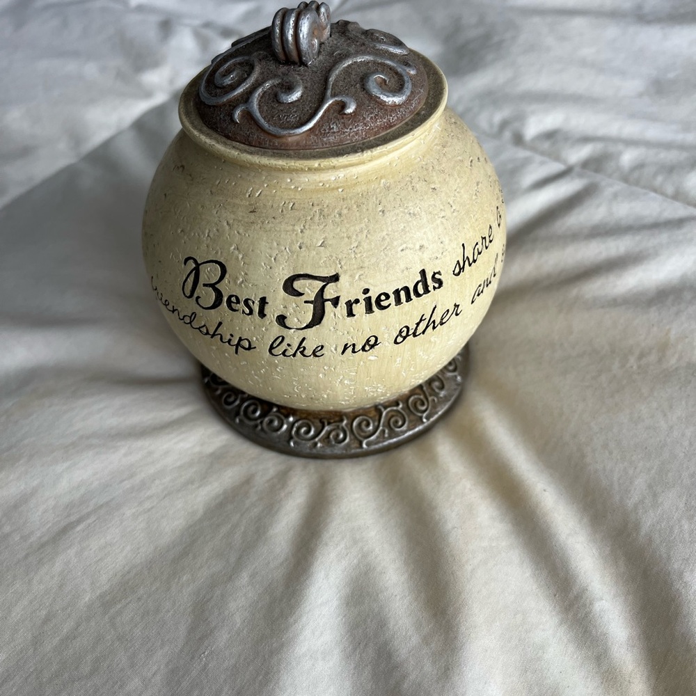 Decorative Cream and Silver Friendship Jar